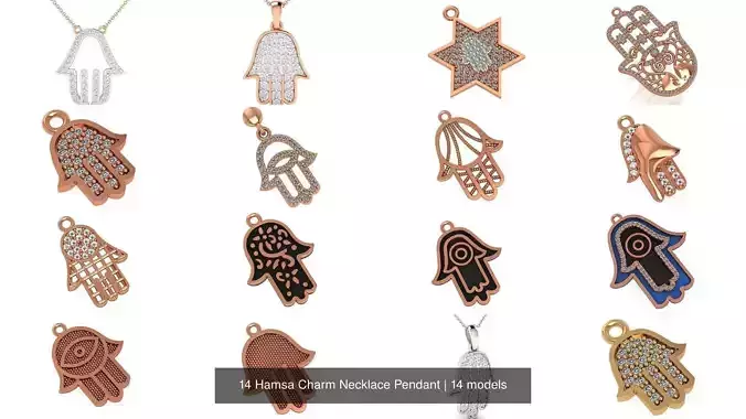 14 Hamsa Charm Necklace Pendant