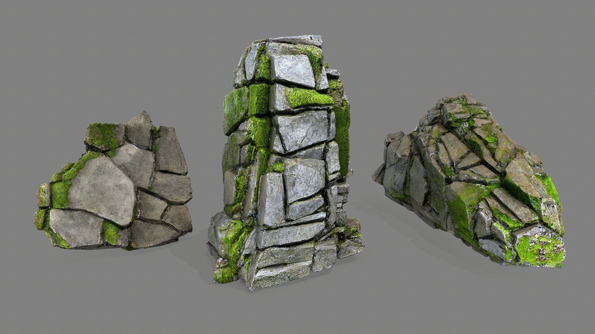cliff rocks Low-poly 3D model_9