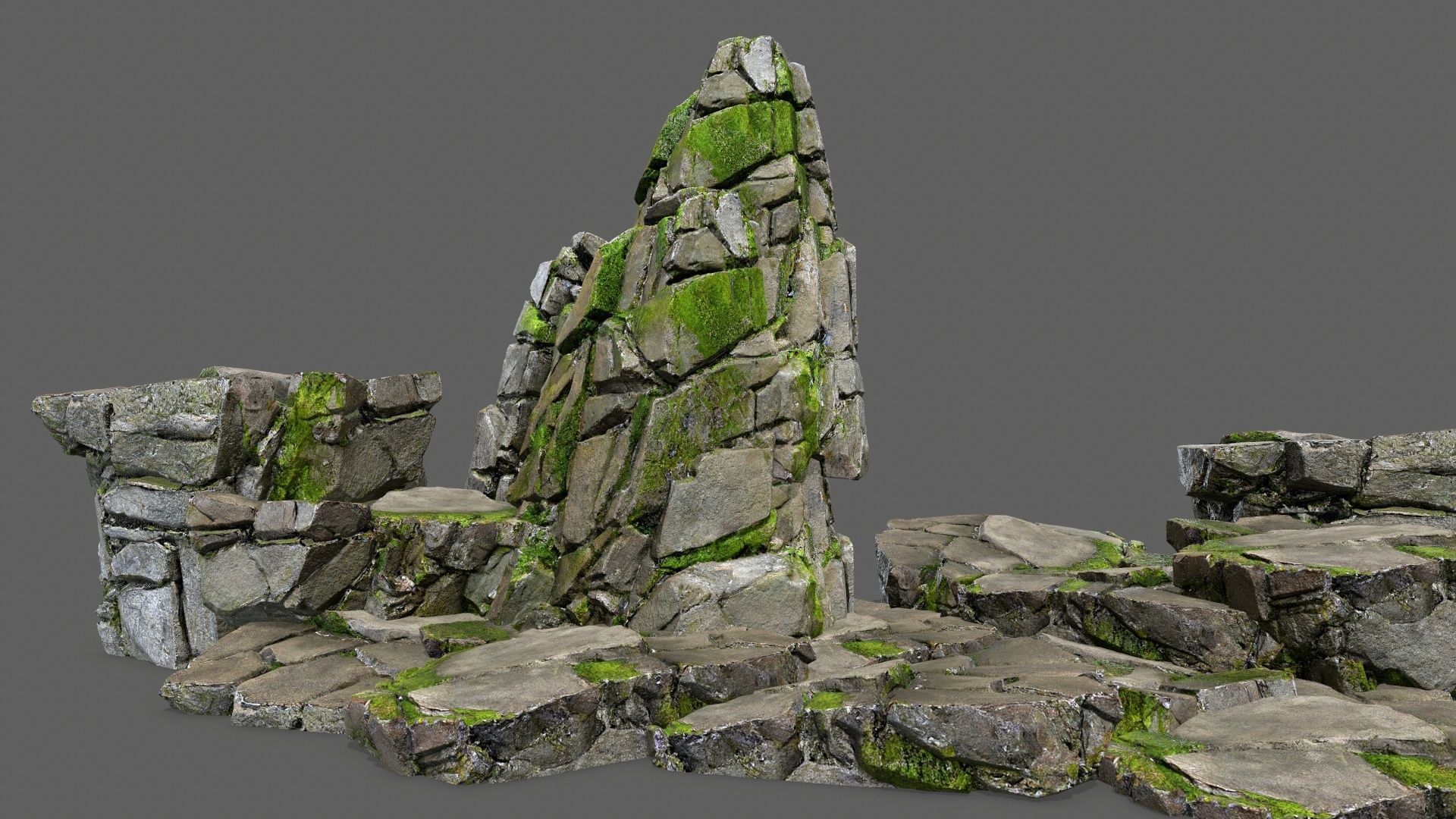 cliff rocks Low-poly 3D model_1