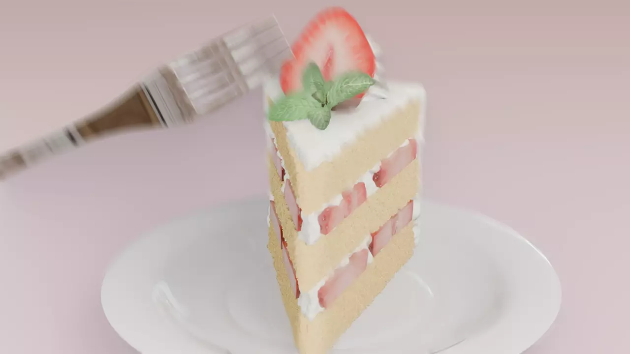 Strawberry shortcake Japanese style 3D model