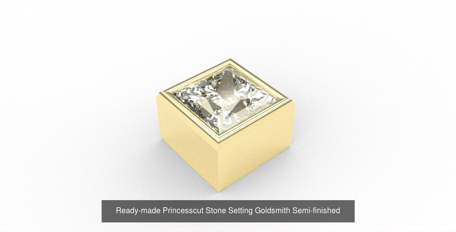 Ready-made Straight Stone Setting Goldsmith Semi-finished 3D Model Collection_3