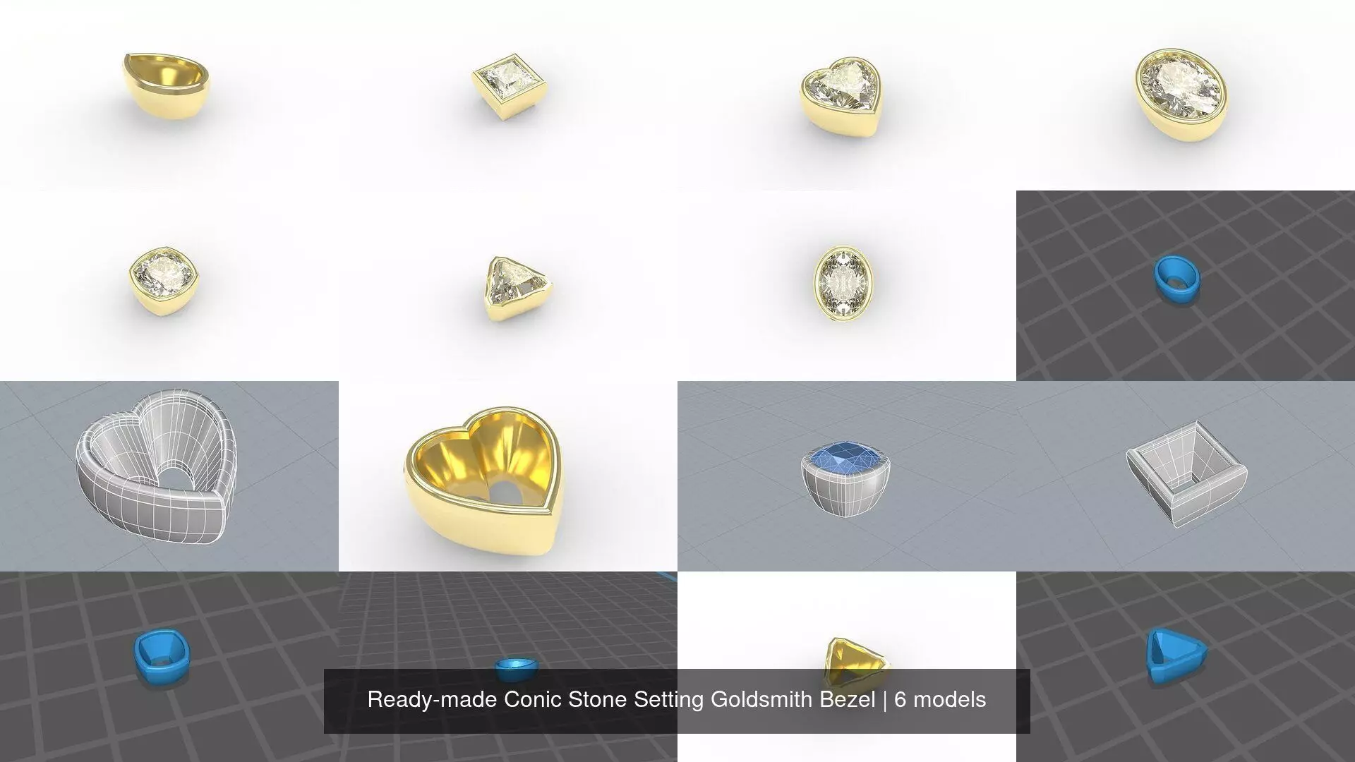 Ready-made Conic Stone Setting Goldsmith Bezel 3D Model Collection_0