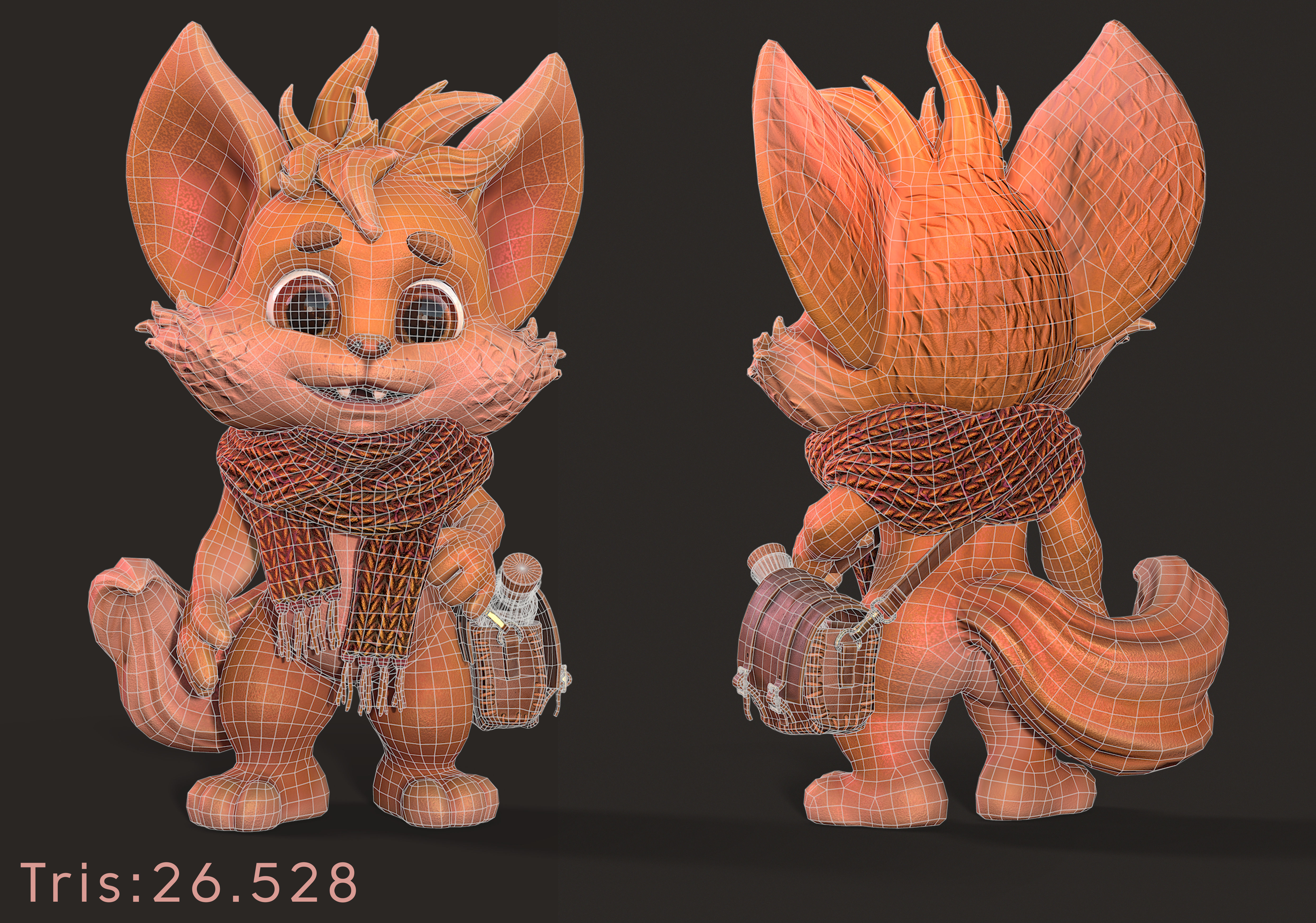 Tobby cute character Low-poly Low-poly 3D model_6