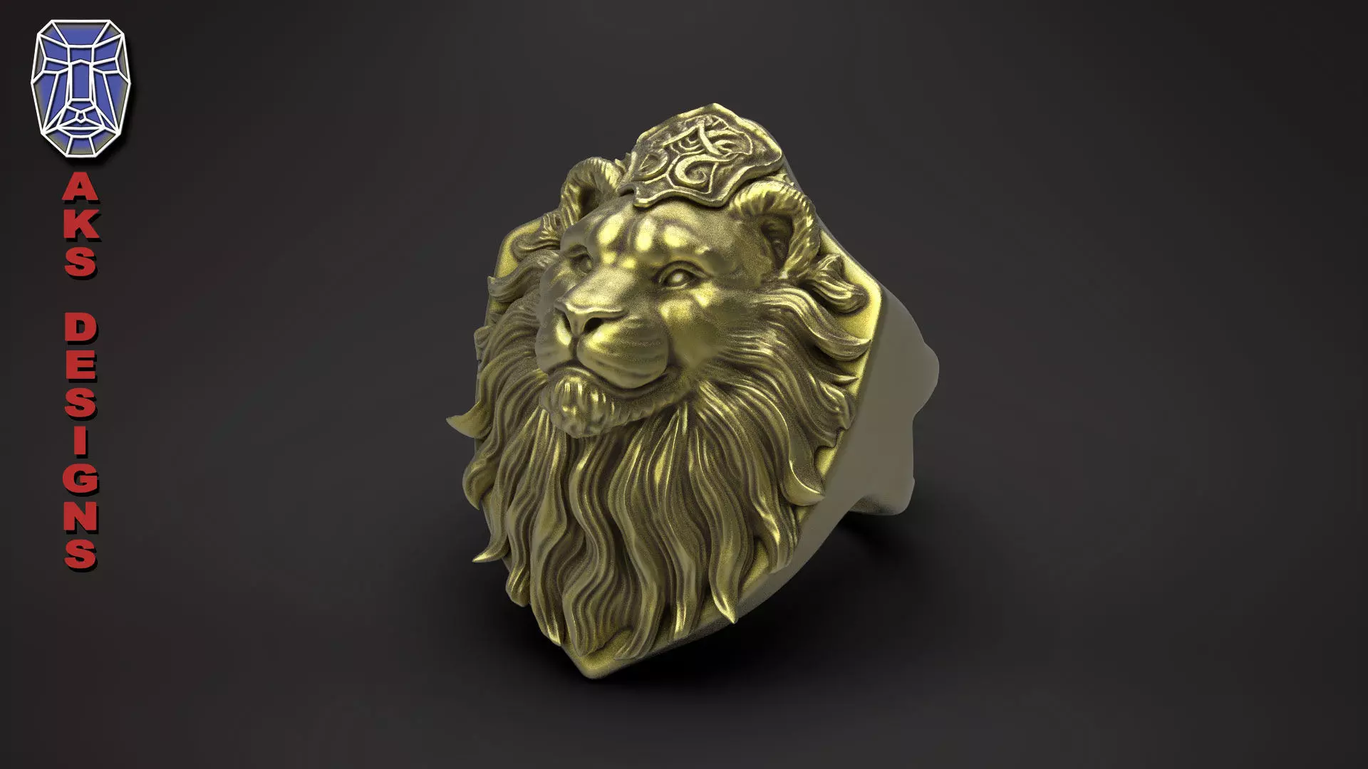 Ring animal jewelry lion v175 3D print model_0