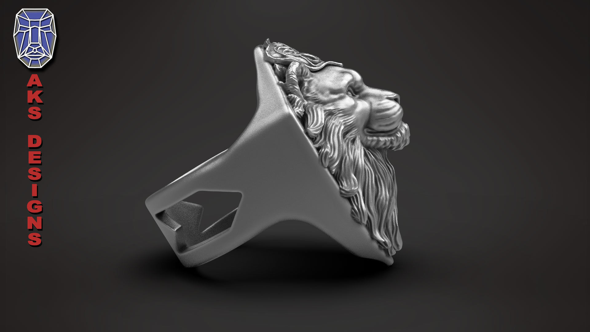 Ring animal jewelry lion v175 3D print model_12