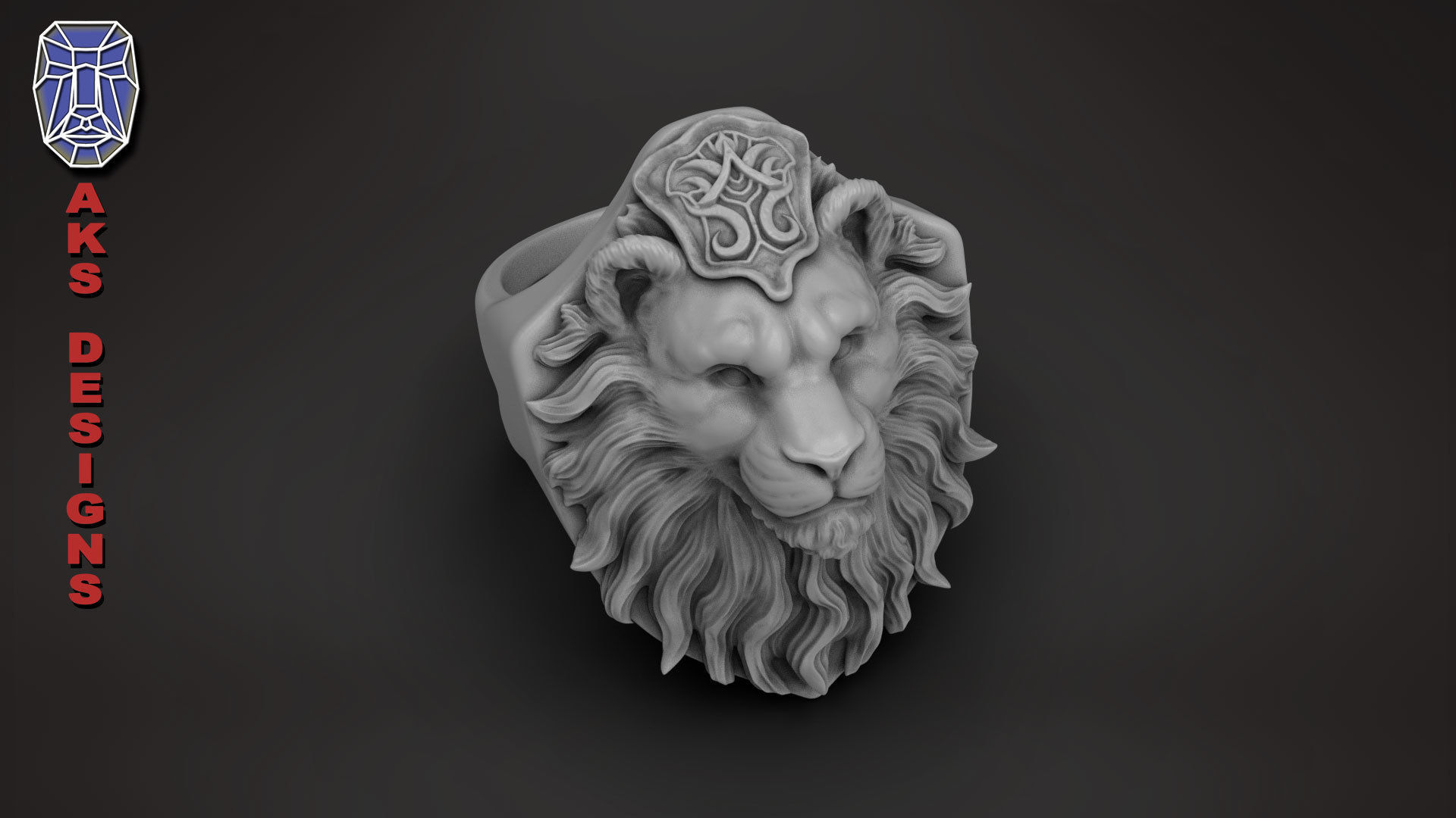 Ring animal jewelry lion v175 3D print model_21