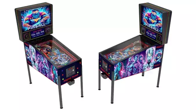 Arcade game pinball machine 3D model