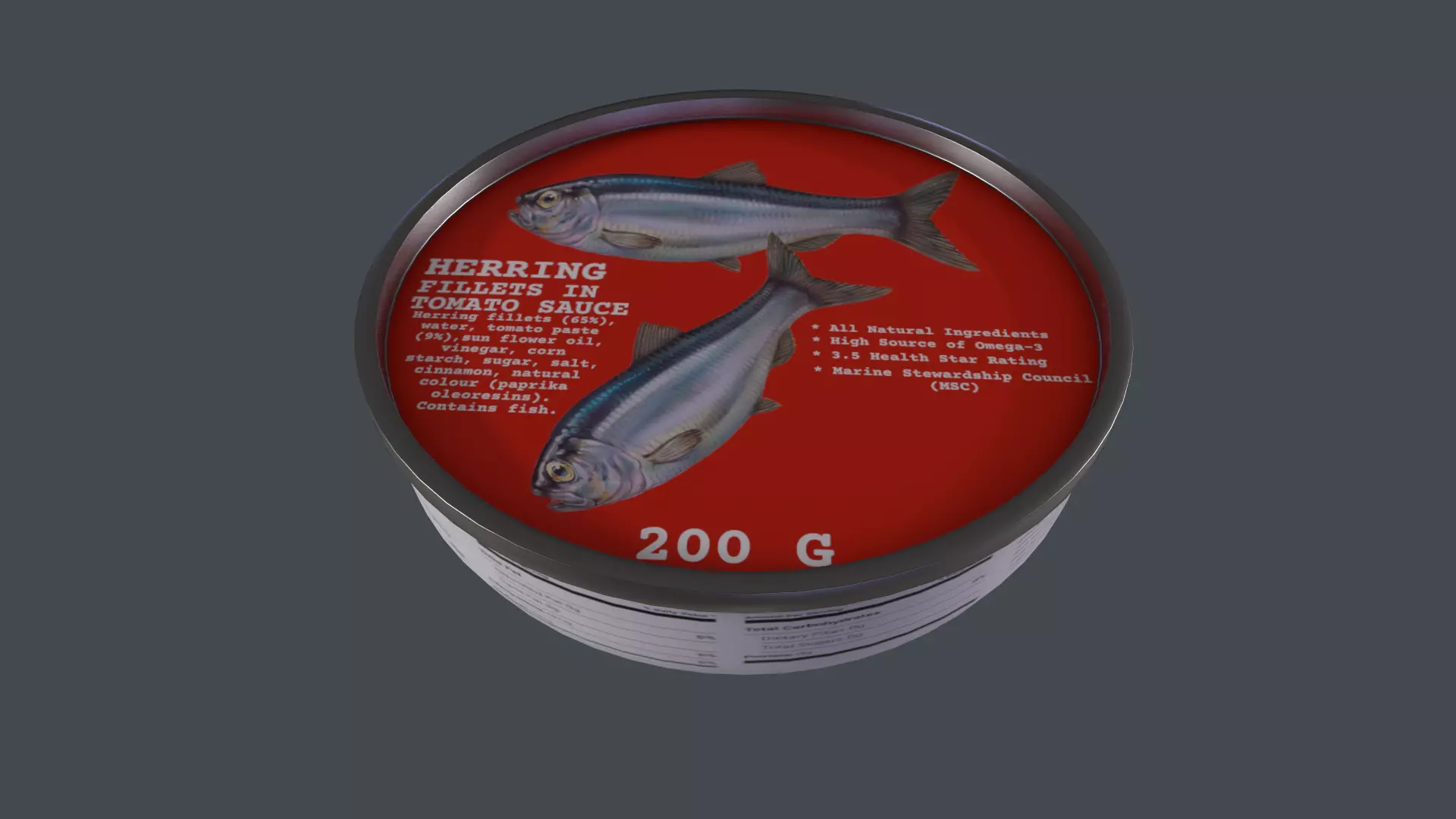 Herring Fillets in Tomato Sauce - GAME READY PBR Low-poly 3D model