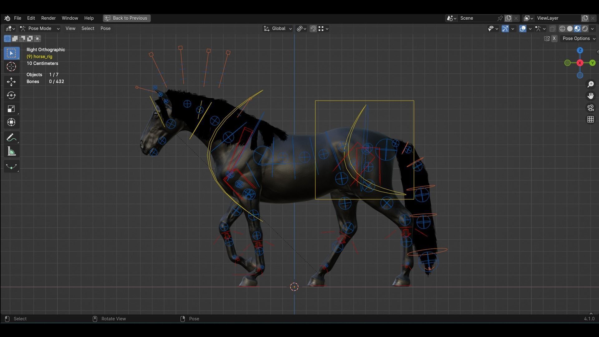 Black horse 3D model_11
