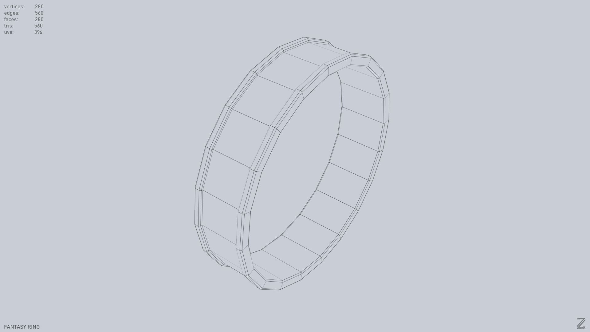 Fantasy ring Low-poly 3D model_15