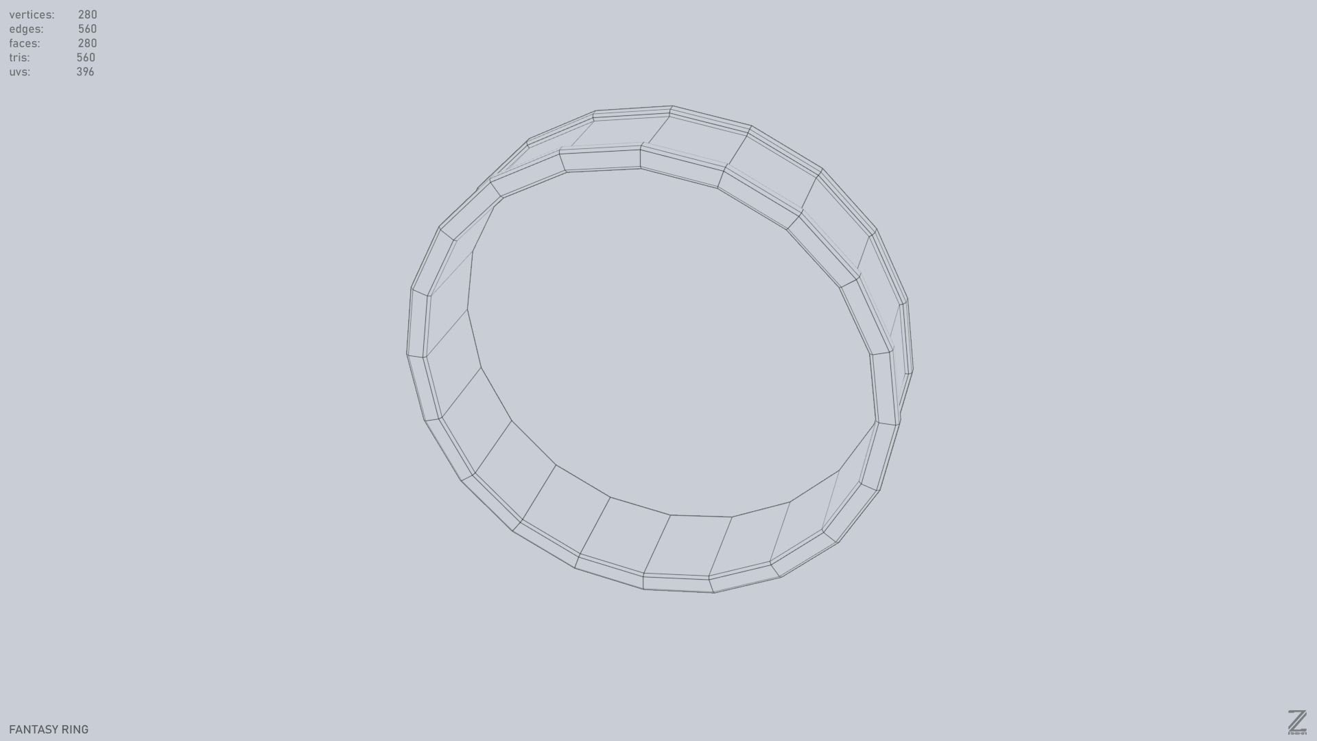 Fantasy ring Low-poly 3D model_11