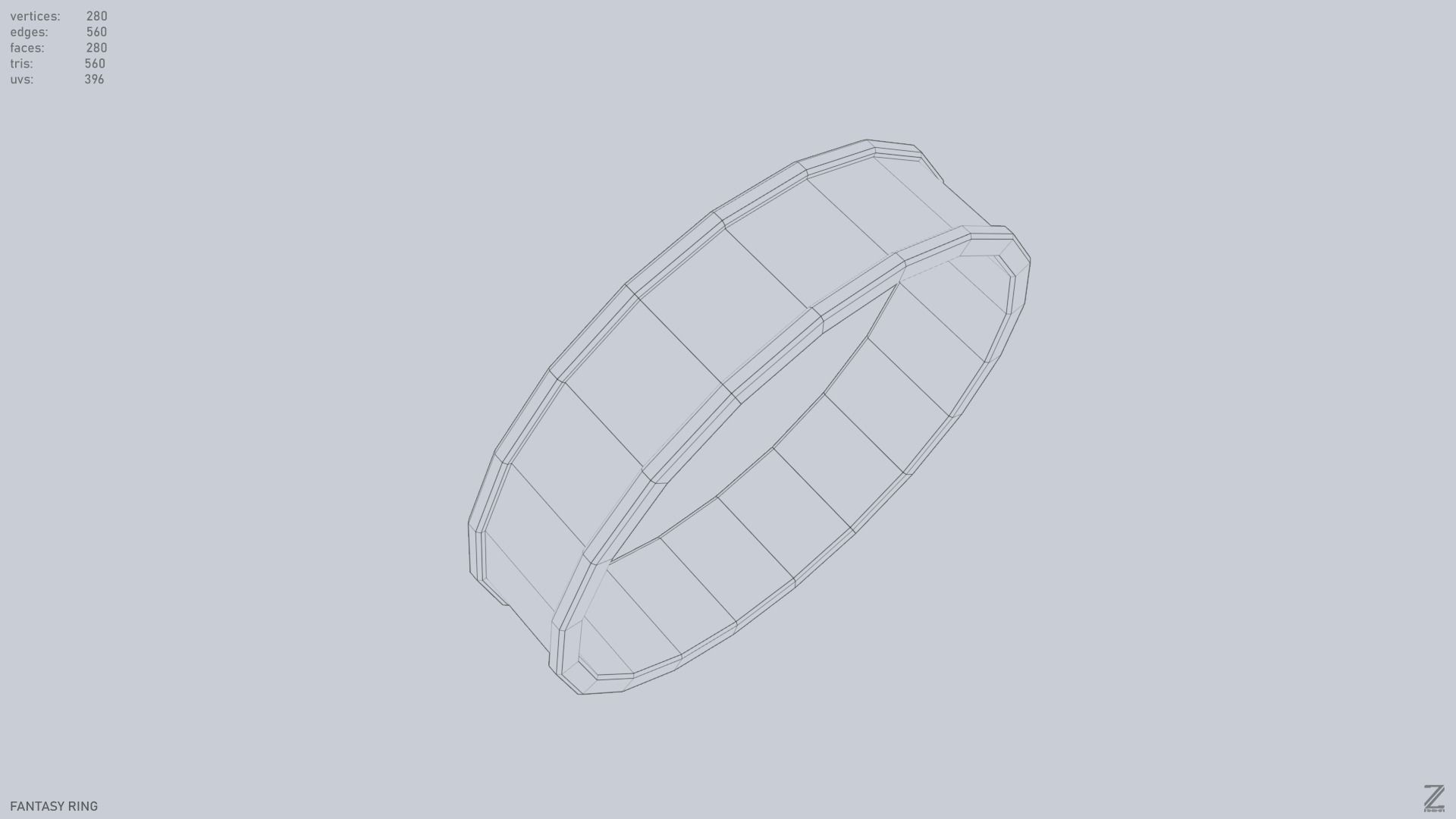 Fantasy ring Low-poly 3D model_13