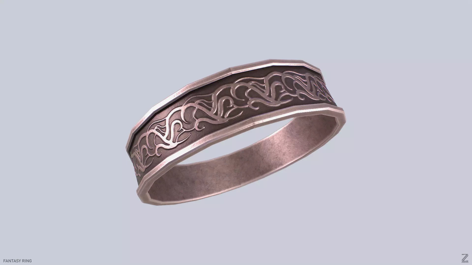 Fantasy ring Low-poly 3D model_0