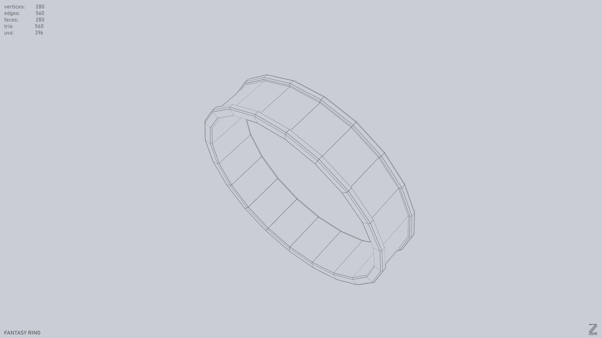 Fantasy ring Low-poly 3D model_9