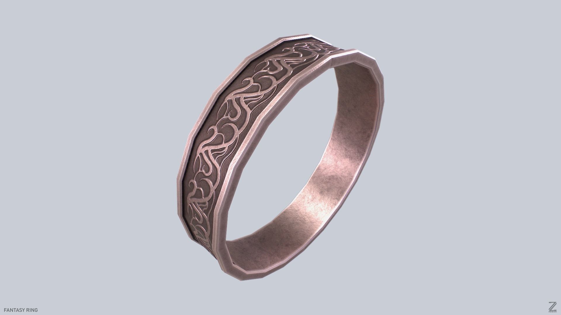 Fantasy ring Low-poly 3D model_8