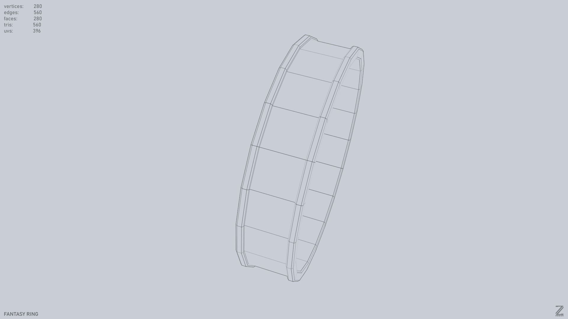 Fantasy ring Low-poly 3D model_14