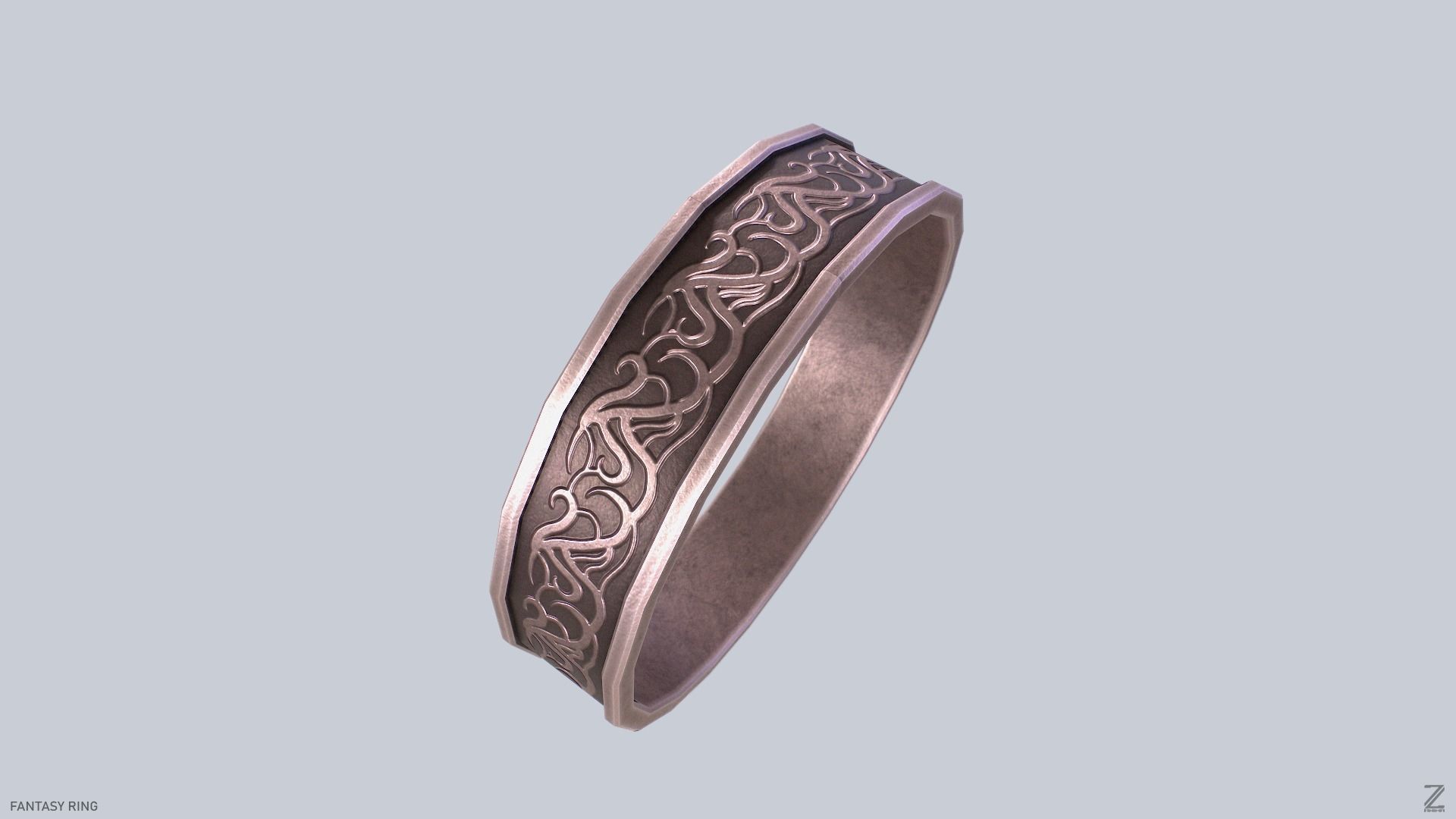Fantasy ring Low-poly 3D model_5