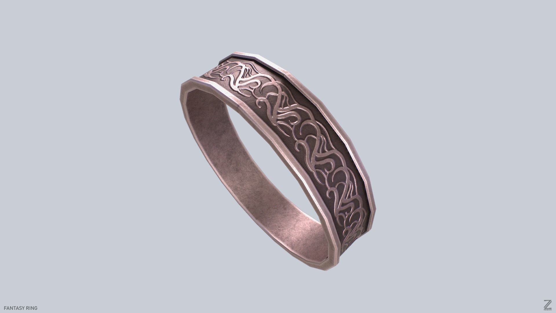 Fantasy ring Low-poly 3D model_2