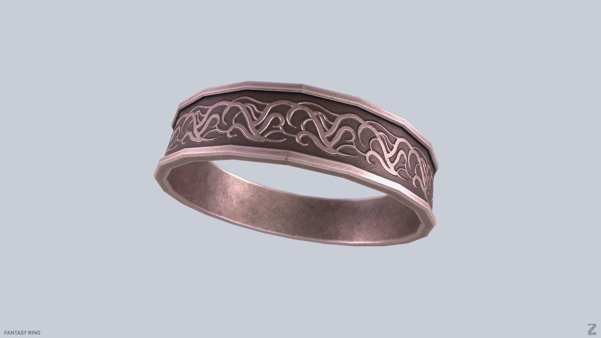 Fantasy ring Low-poly 3D model_4