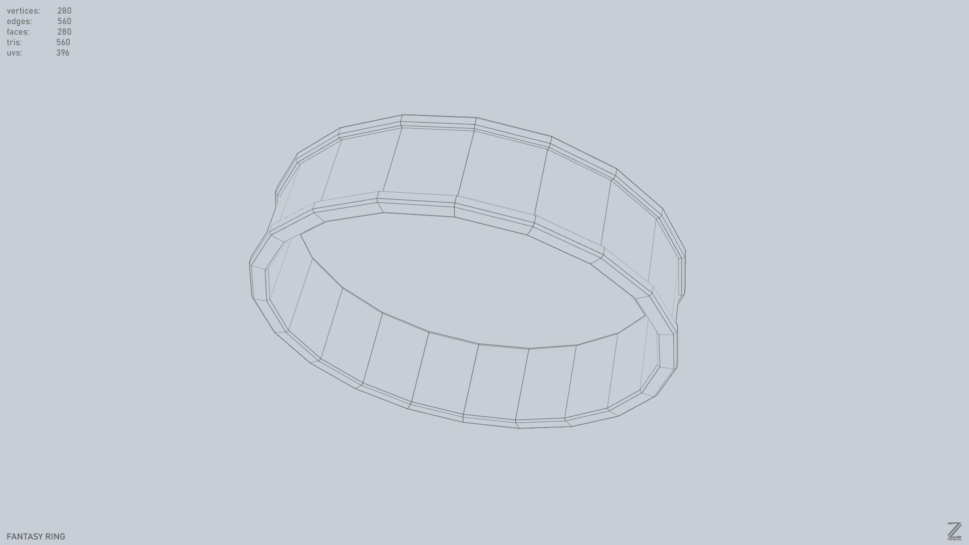 Fantasy ring Low-poly 3D model_12