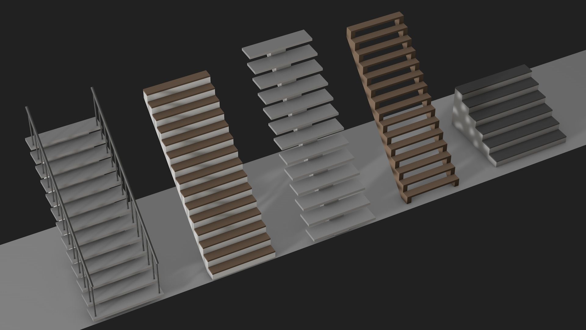 Five stairs Low-poly 3D model_7