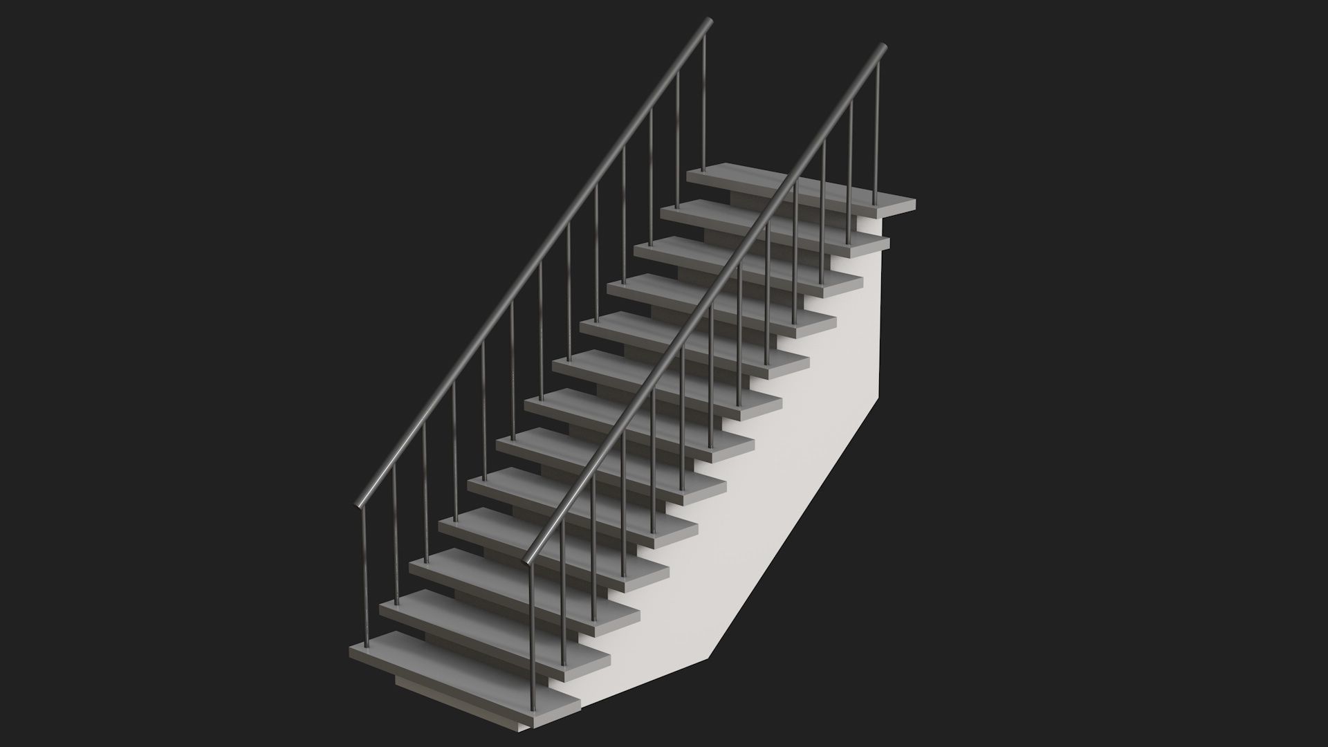 Five stairs Low-poly 3D model_6