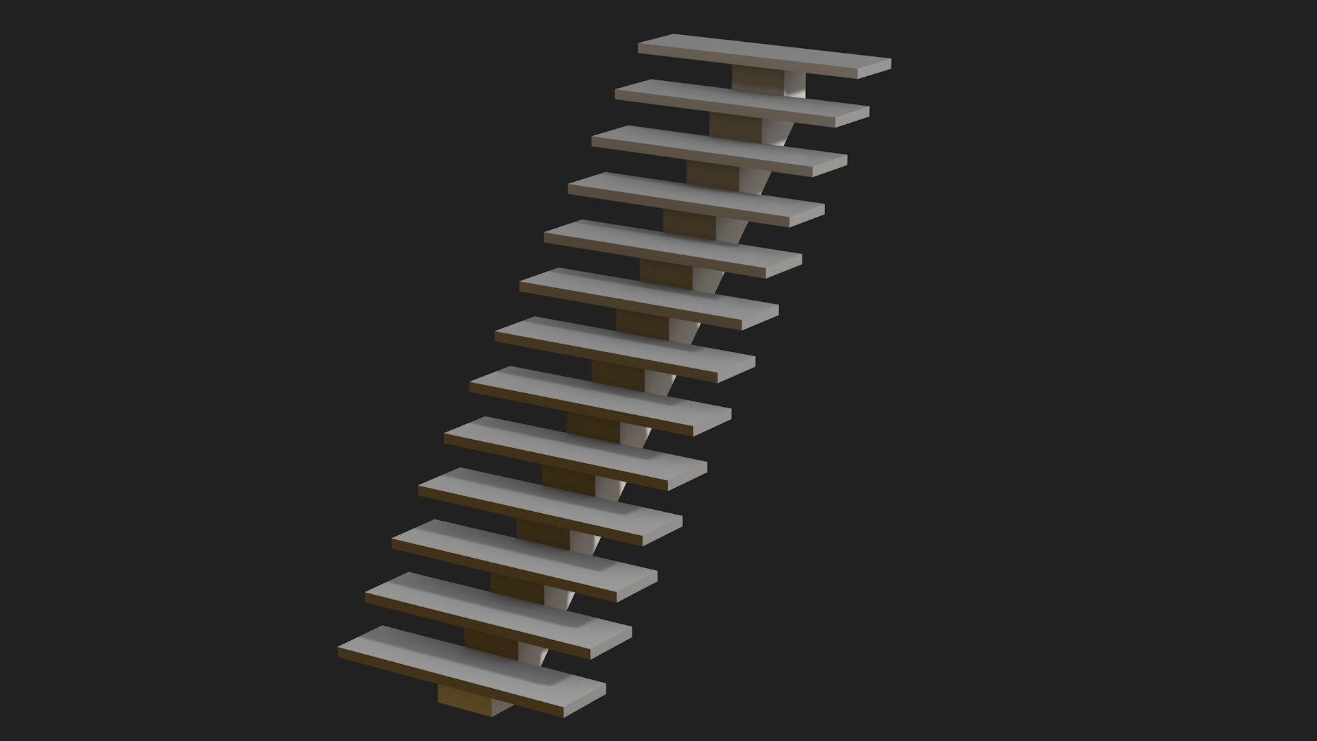 Five stairs Low-poly 3D model_4