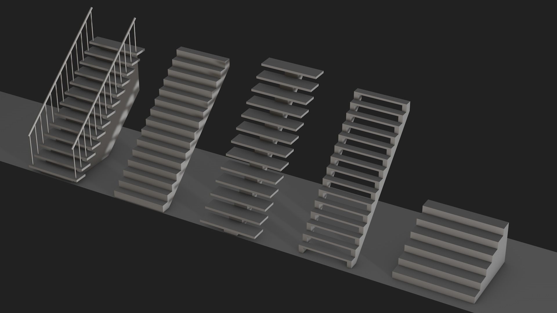 Five stairs Low-poly 3D model_8