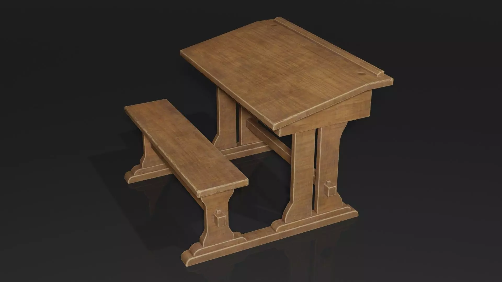 Old Desk table 3D model_0