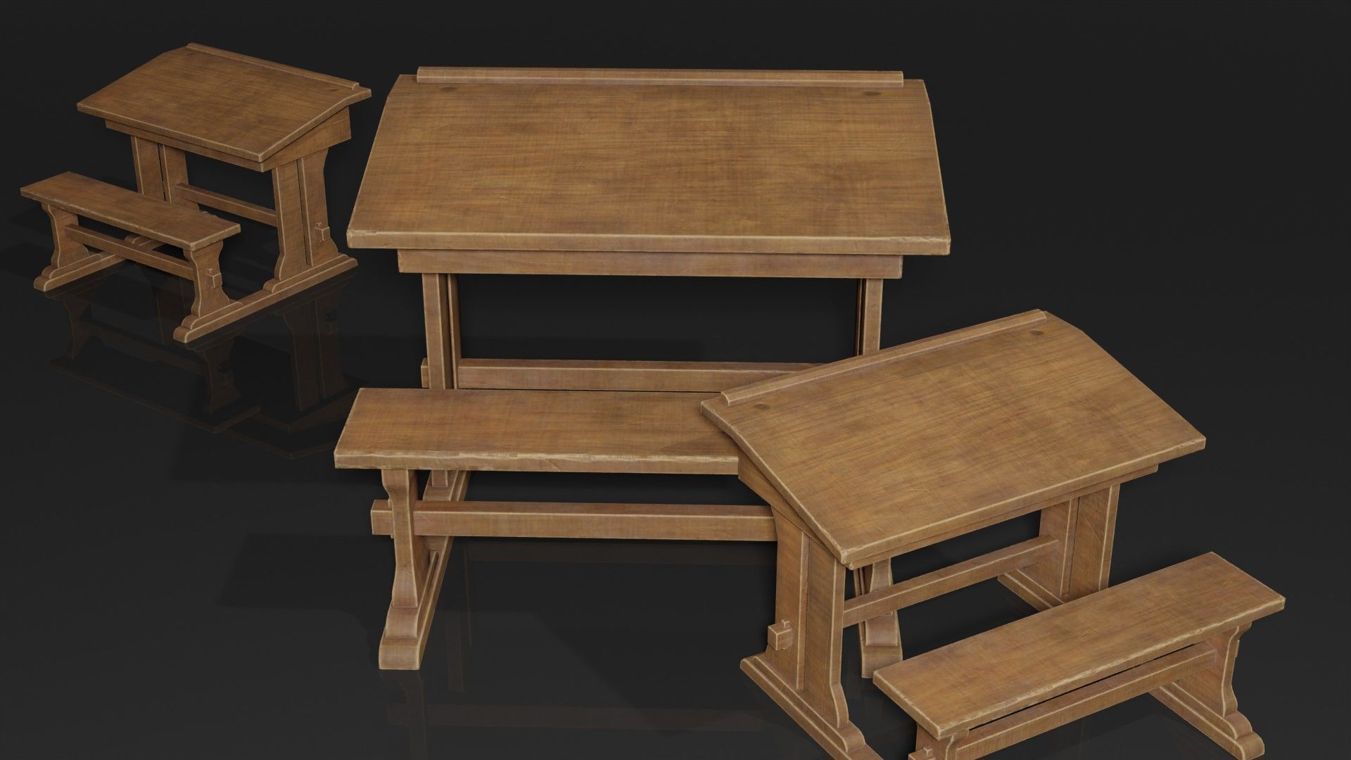 Old Desk table 3D model_1