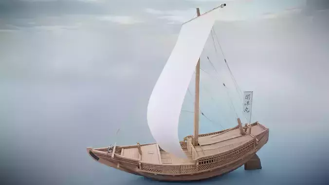 Higaki Kaisen Japanese Ship Low-poly 3D model