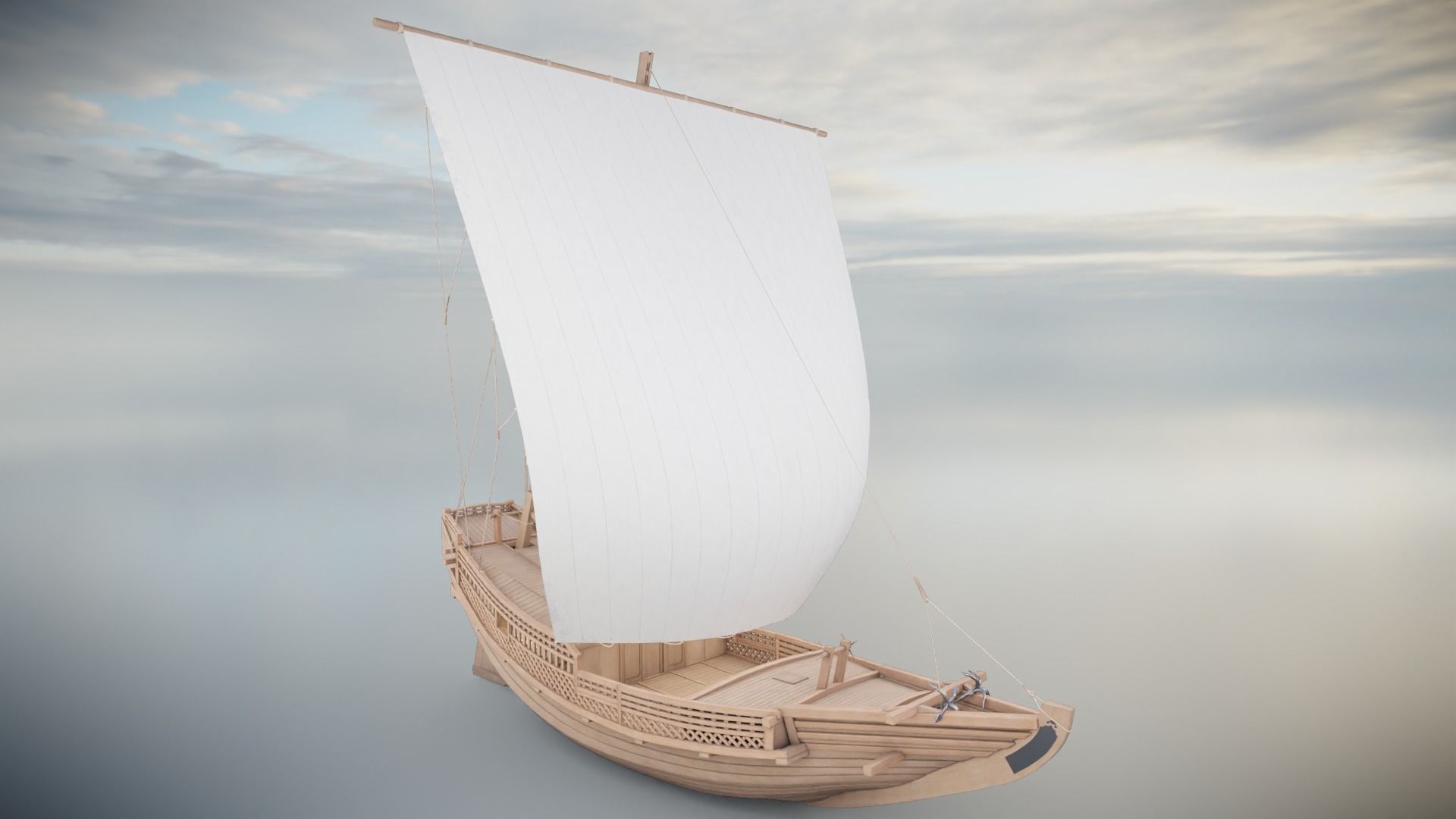Higaki Kaisen Japanese Ship Low-poly 3D model_4