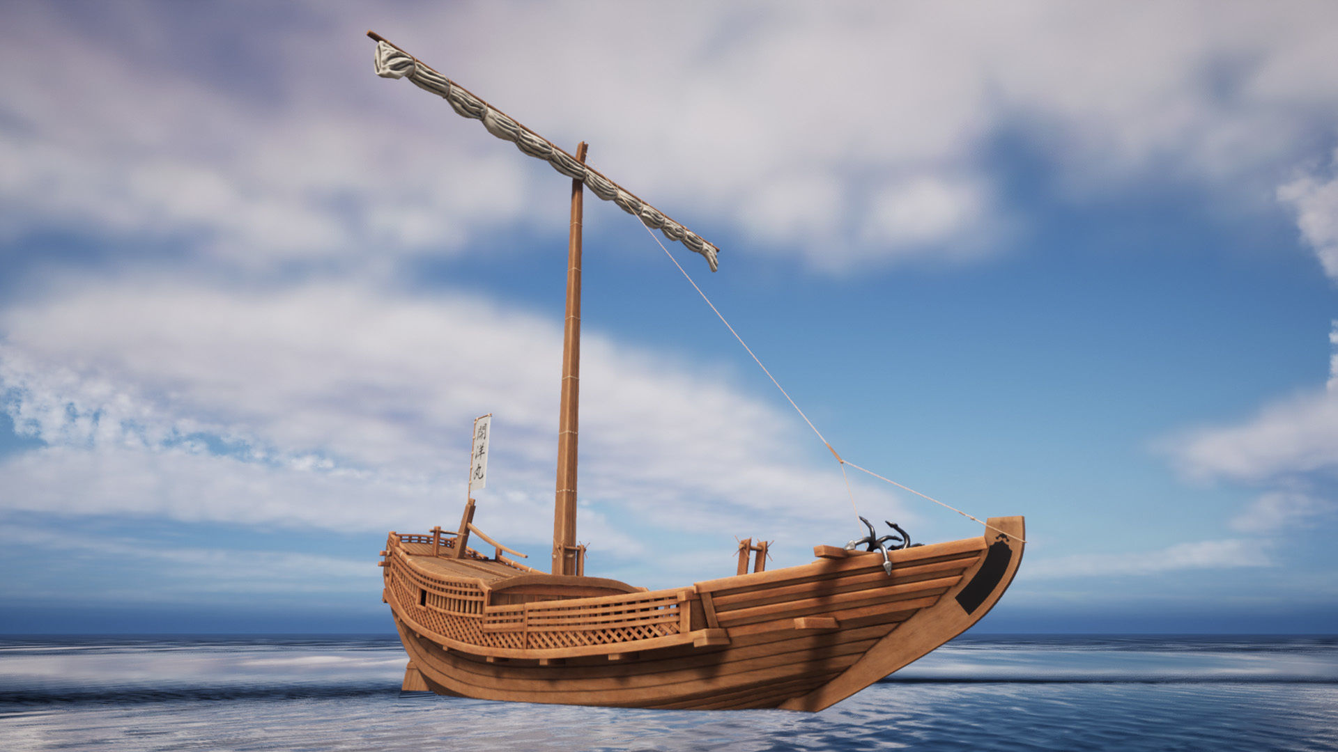 Higaki Kaisen Japanese Ship Low-poly 3D model_8