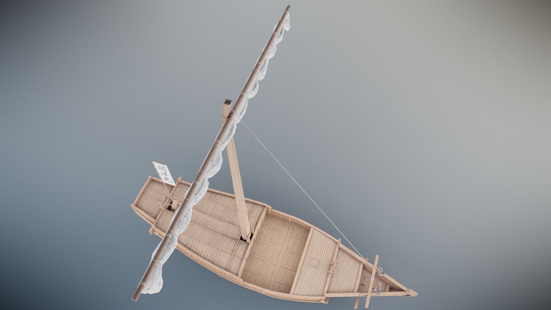 Higaki Kaisen Japanese Ship Low-poly 3D model_19