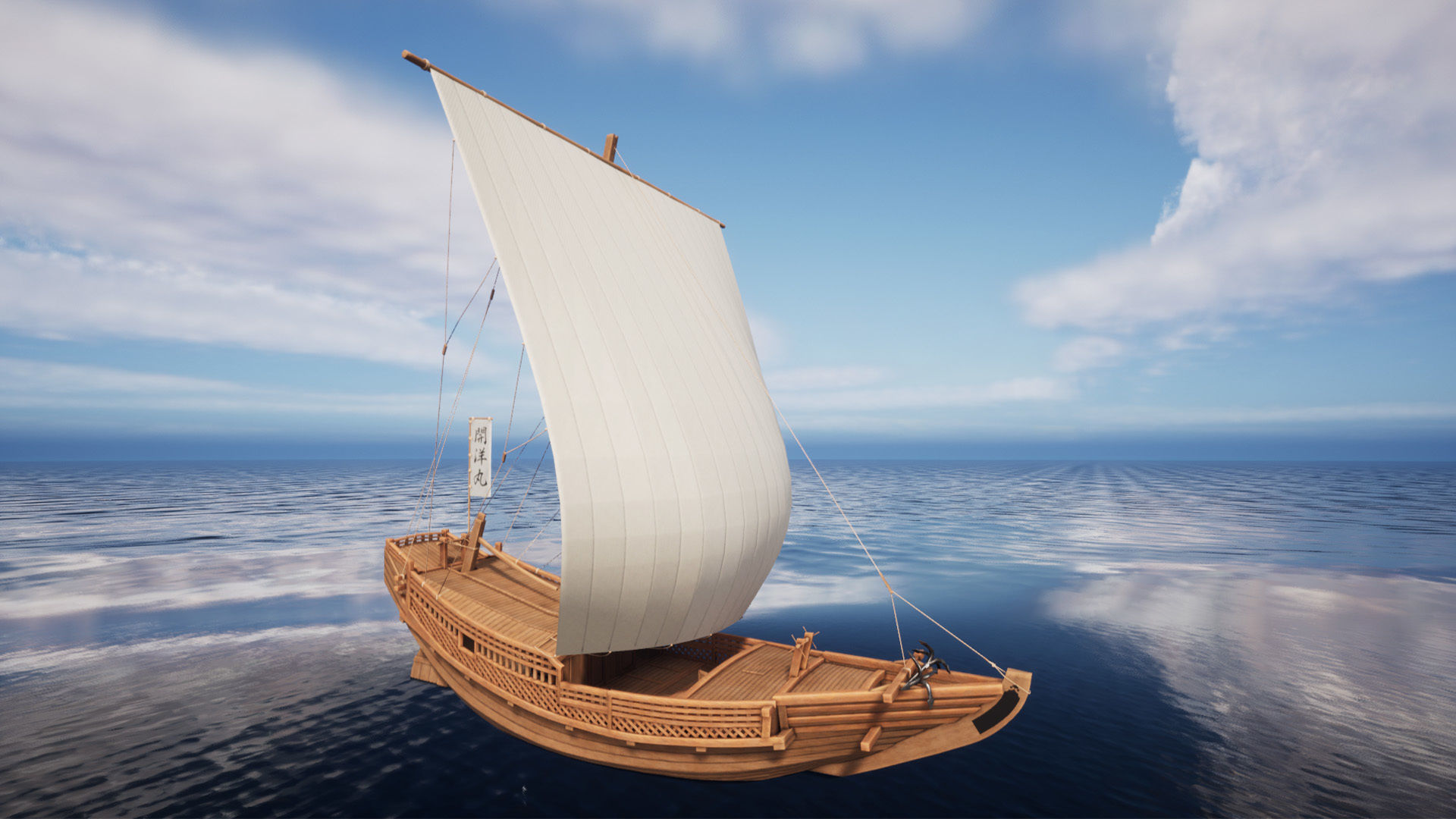 Higaki Kaisen Japanese Ship Low-poly 3D model_3