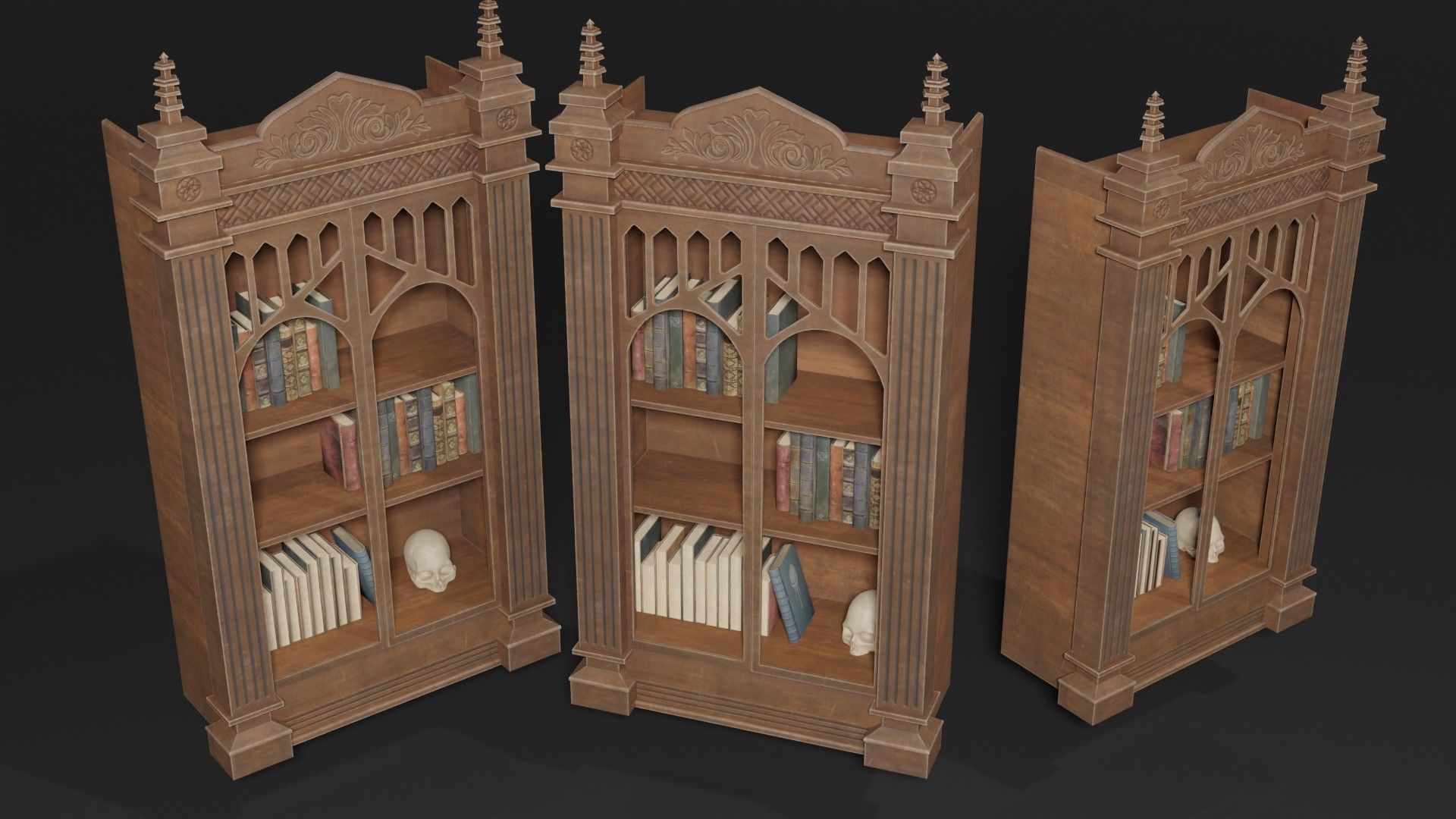 Old Bookcase for Books 3D model_1