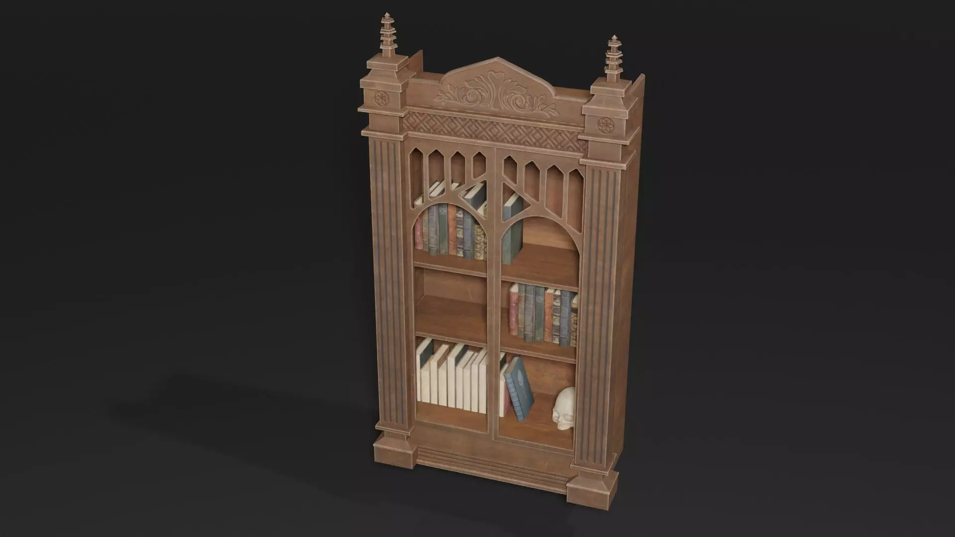 Old Bookcase for Books 3D model_0