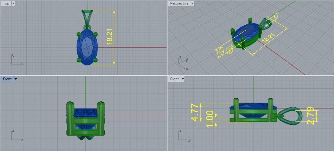 Pendant  oval Model 5379 3D print model_5