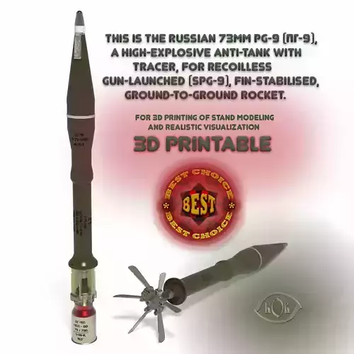 73mm PG 9 High Explosive Anti tank Rocket Projected Grenade 3D model
