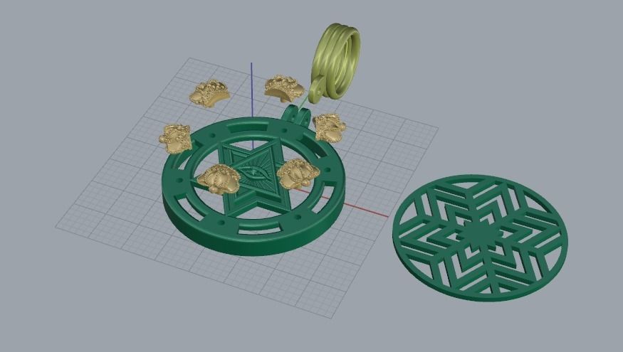 Pendant with crowns Model 5455 3D print model_3