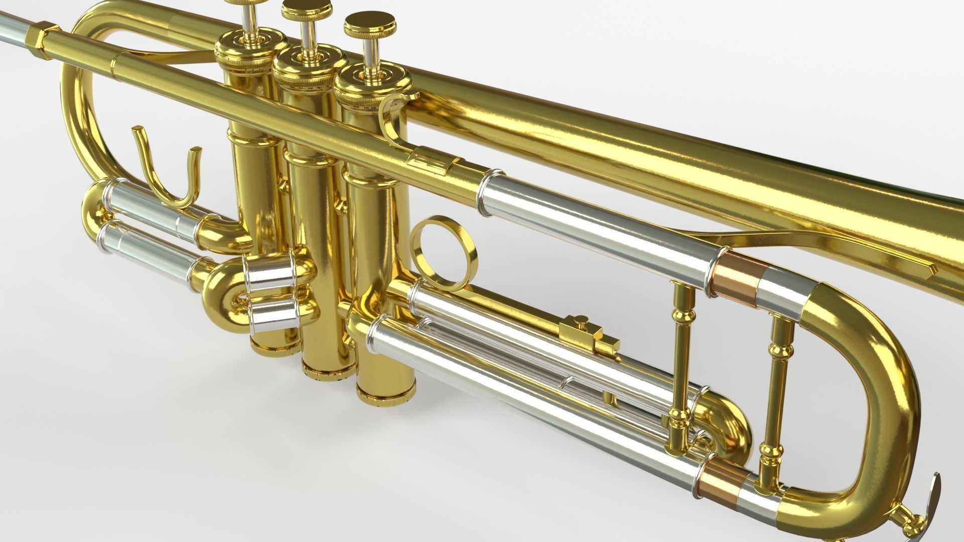 Trumpets Three Types of Materials  Brass Copper and Silver 3D model_5