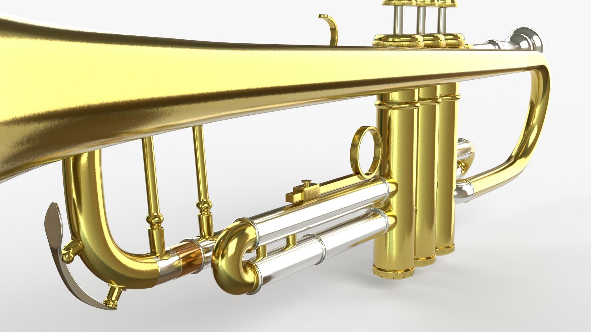 Trumpets Three Types of Materials  Brass Copper and Silver 3D model_9