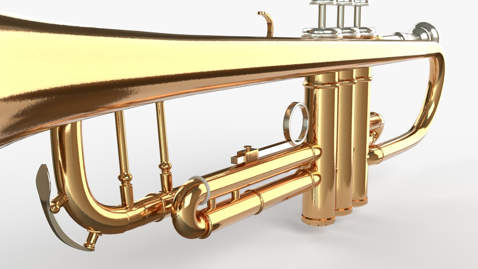 Trumpets Three Types of Materials  Brass Copper and Silver 3D model_19