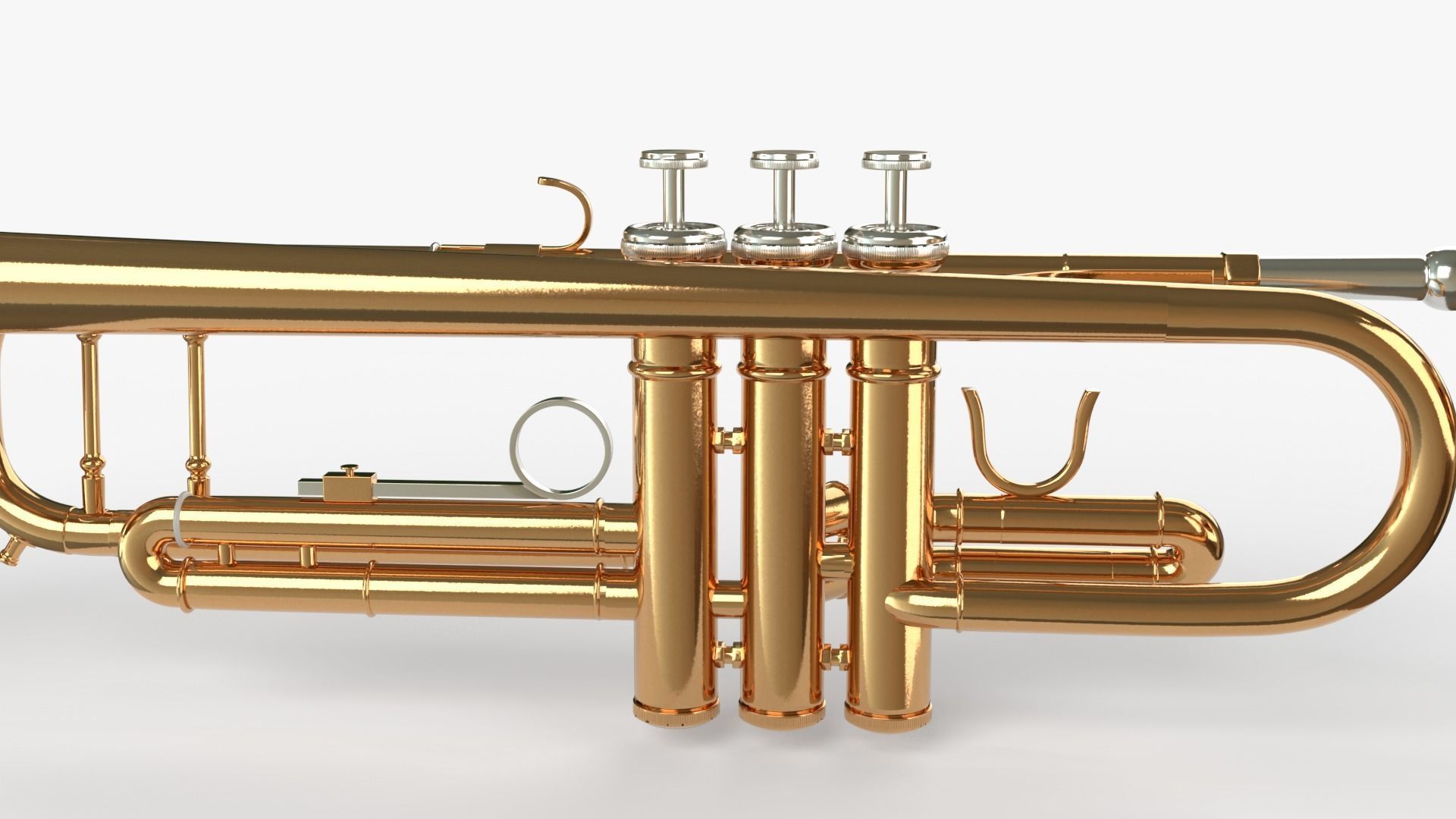 Trumpets Three Types of Materials  Brass Copper and Silver 3D model_16