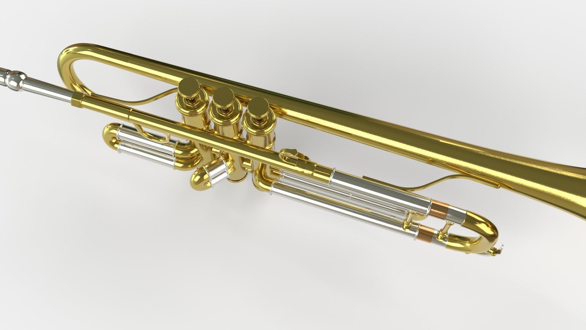 Trumpets Three Types of Materials  Brass Copper and Silver 3D model_6