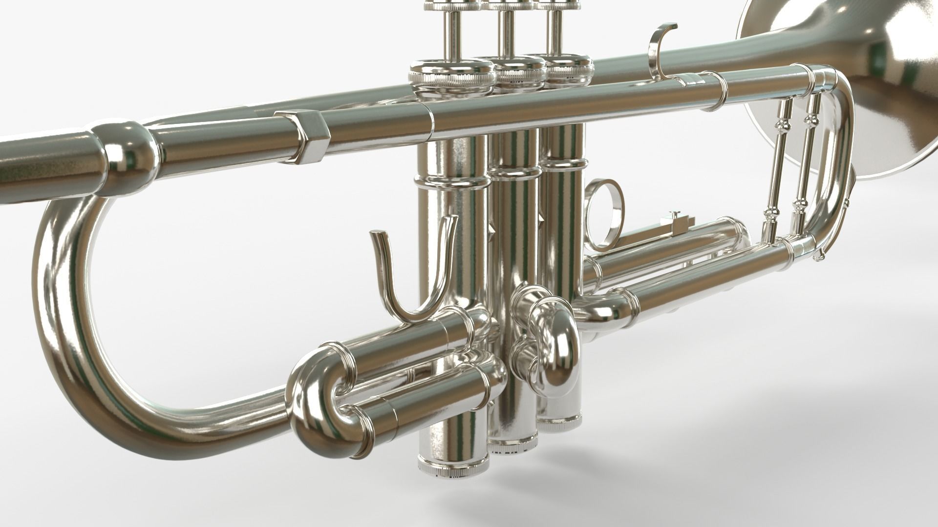 Trumpets Three Types of Materials  Brass Copper and Silver 3D model_14