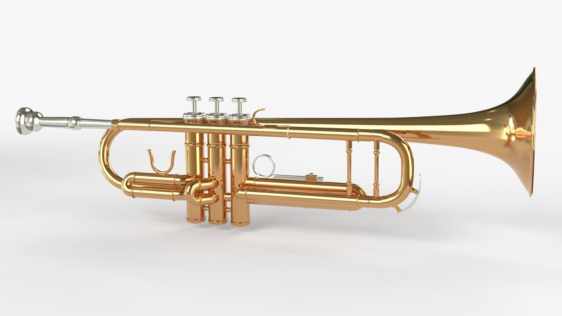 Trumpets Three Types of Materials  Brass Copper and Silver 3D model_4
