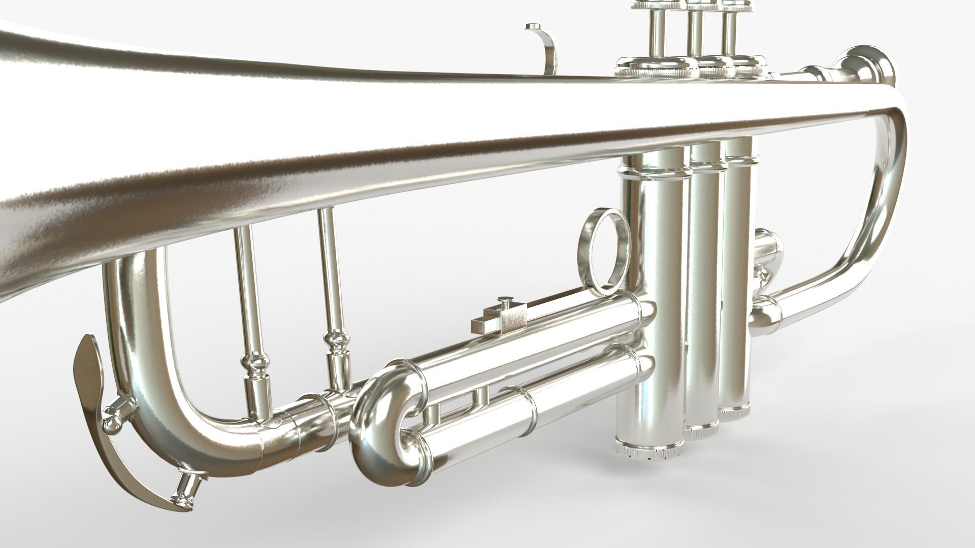 Trumpets Three Types of Materials  Brass Copper and Silver 3D model_12