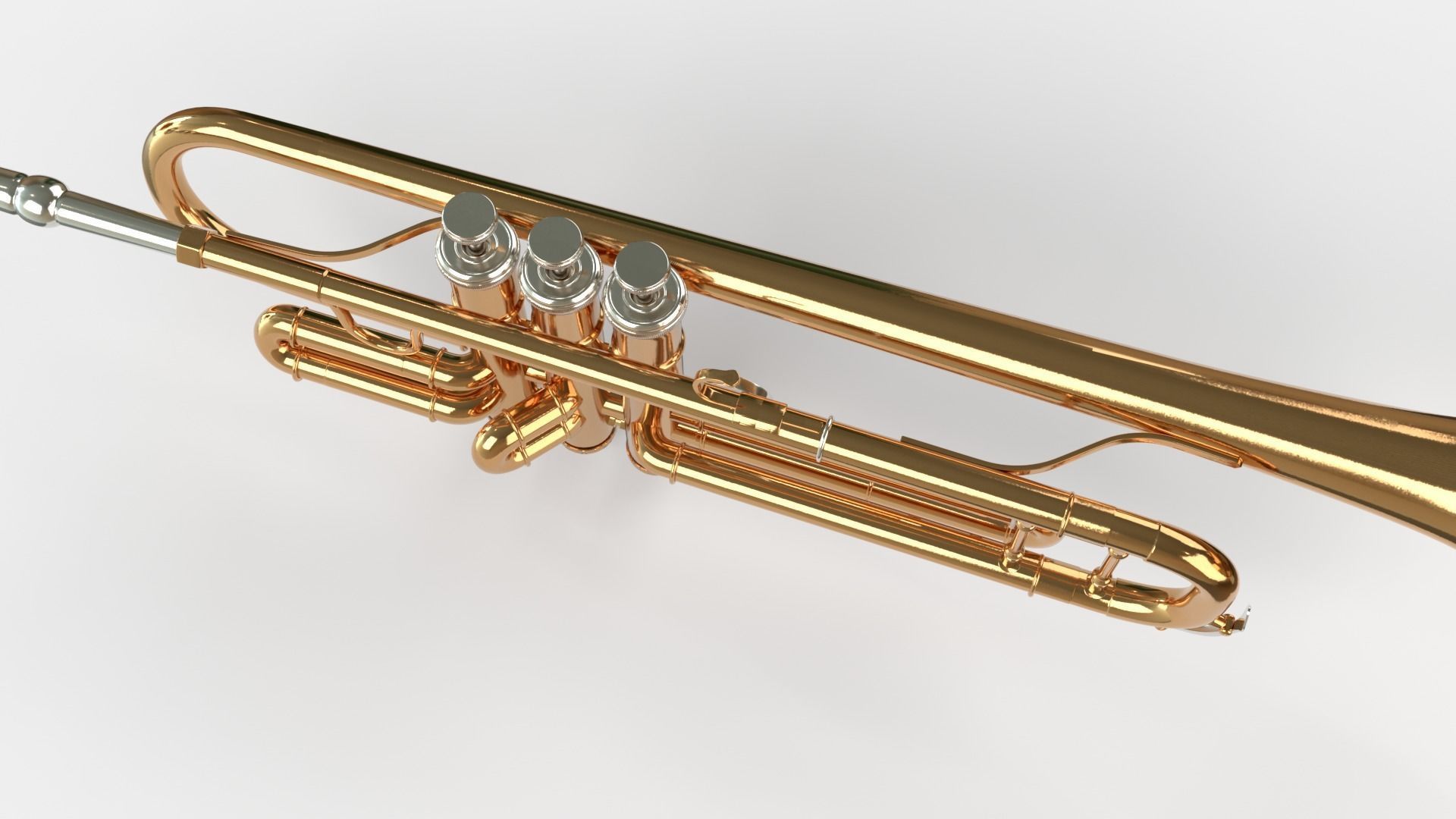 Trumpets Three Types of Materials  Brass Copper and Silver 3D model_18