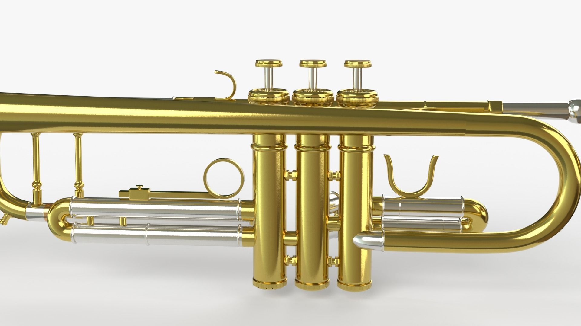 Trumpets Three Types of Materials  Brass Copper and Silver 3D model_8